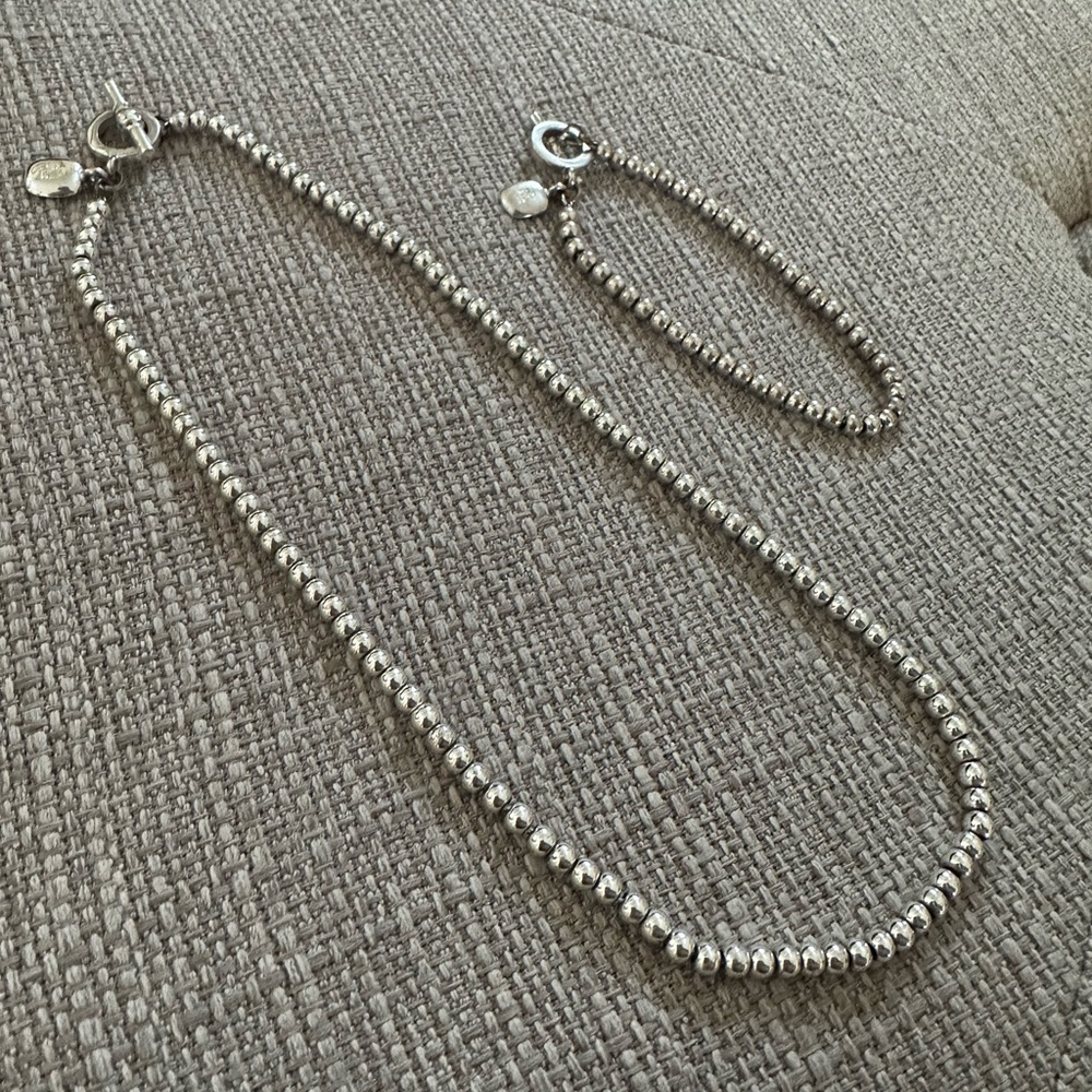 Lauren Ralph Lauren sterling silver beaded necklace and bracelet set